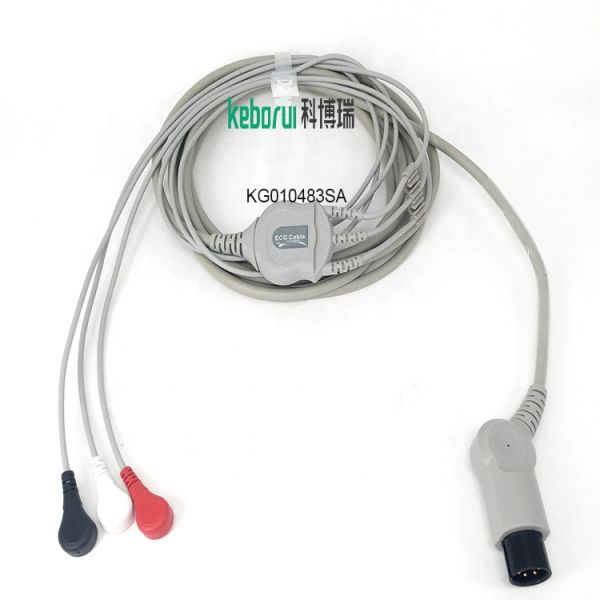 3350mm General 6 Pin ECG Patient Cables AHA One Piece 3 Leads ECG Cable