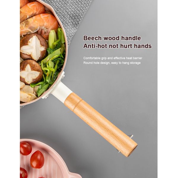 Kitchen Multi Coloured Small Cooking Pots With Wooden Handle