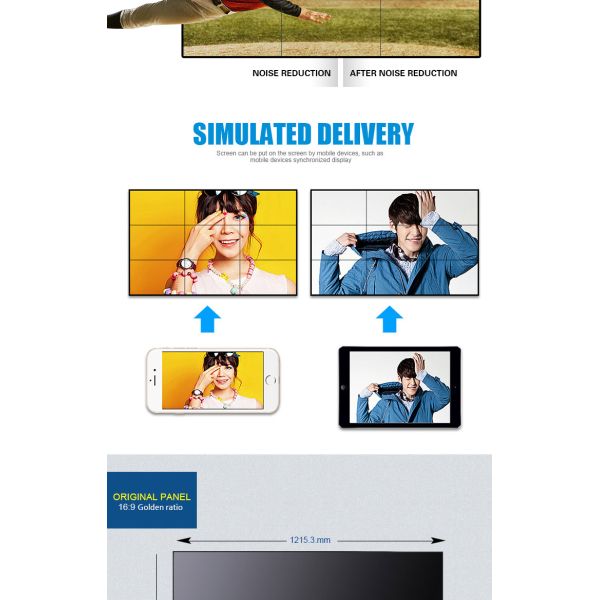 5x5 LCD Video Wall Advertisement Display 3.8mm 500cd Landscape Narrow Bezel