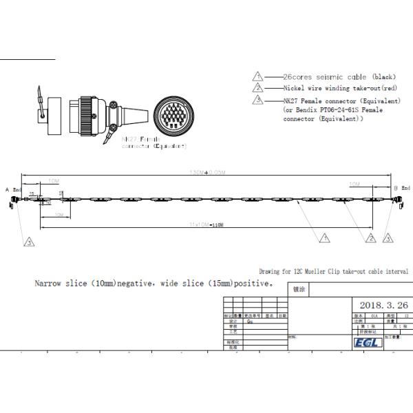 Standard Seismic Refrection Cable 12 Channel NK 27 Femal Connector