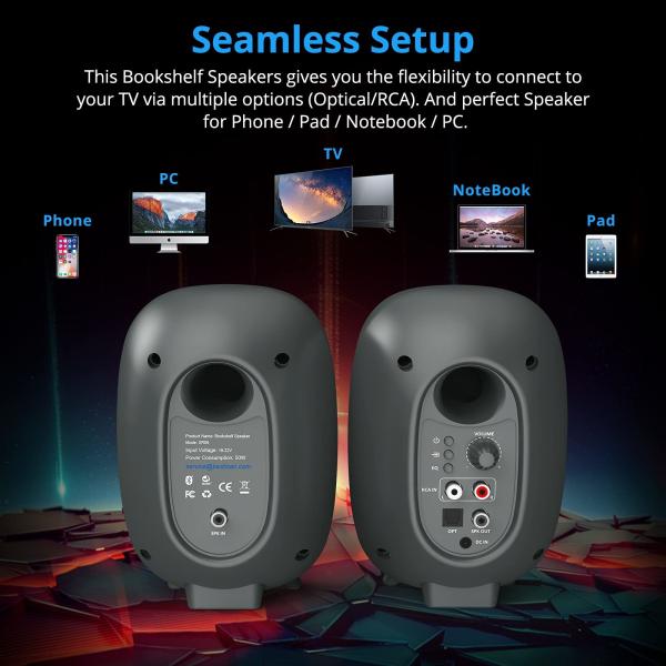 Black Bluetooth Bookshelf Speakers Romote Control CE FCC Certification