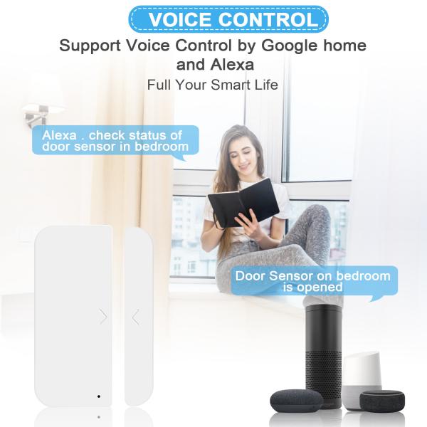 Tuya Smart Home Voice Control Wireless Portable Wifi Or Zigbee Door Sensor By Google Home And Alexa