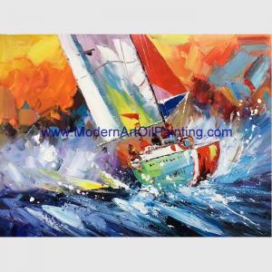 China Handmade Decorative Seascape Oil Painting by knife for Home Decoration on sale