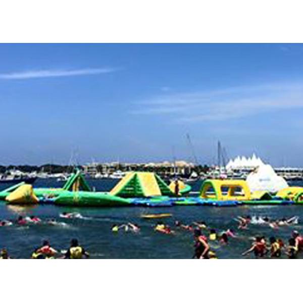 Giant Open Water Inflatable Water Park , Best Fun Beach Water Parks With Logo Printing