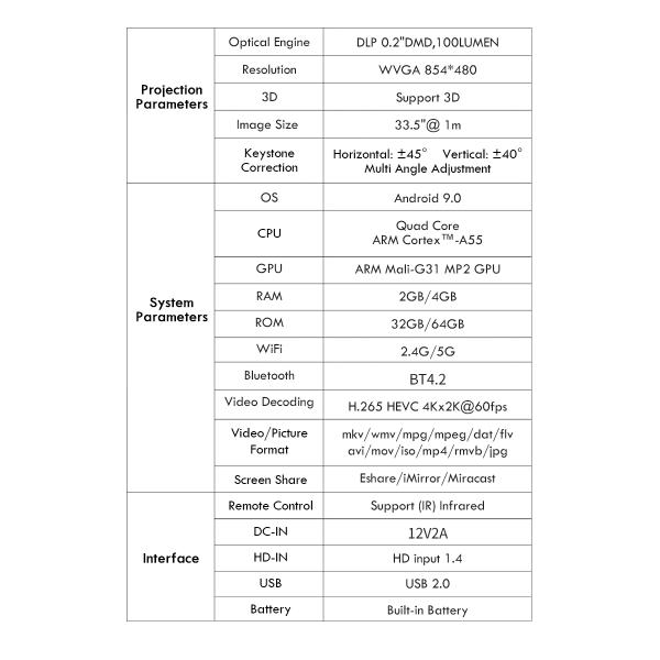 Flyin P18 Free Style Home TheaterSmart Portable DLP LED Mini Pocket Black Wireless Customizable Projector