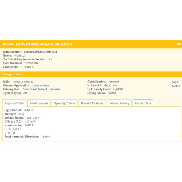 Energy 5000K CCT Motion Sensor Tri proof LED Vapor Tight Garage Light Fixture 130lm/w Luminous Efficiency