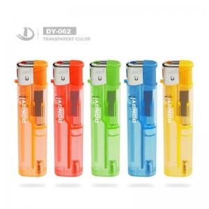 Quality DY--062 Transparent Disposable Plastic Slim Gas Lighter With US for sale