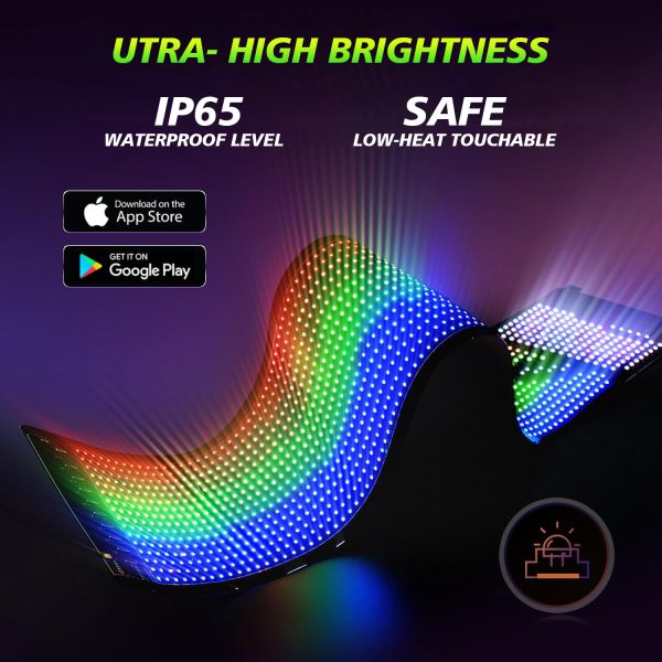 Scrolling Huge Bright Advertising LED Signs, 23.4''x4.7'' Flexible Custom USB 5V Bluetooth APP Control Text Pattern Animation Programmble LED Sign for