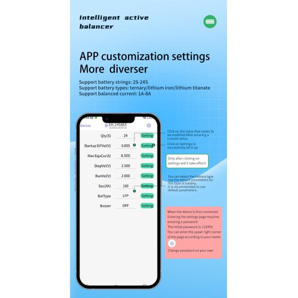 Enerkey BT Mobile App Smart Active Equalizer 8a Lifepo4 Active Cell Balancer For RV Energy Storage