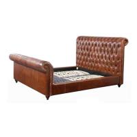 China 210cm Vintage Retro Luxury Leather Chesterfield King Size Bed for sale