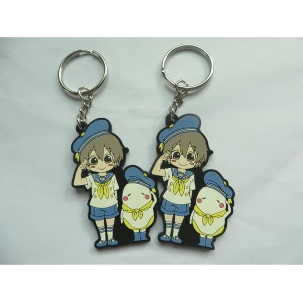 Lovely 2D/3D Schoolboys Shape Rubber Soft PVC Key Ring / Key Holders ,Custom Print Company Site back For Sale