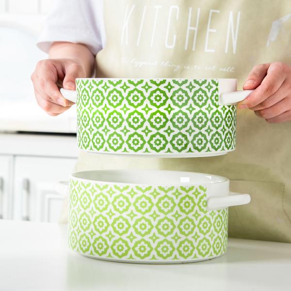 Round Creative Soup Pot Ceramic Pot Multifunctional Household Soup Pot Cutlery Ceramic Soup Pot And Bowl Set Double Handles Compatible With Induction