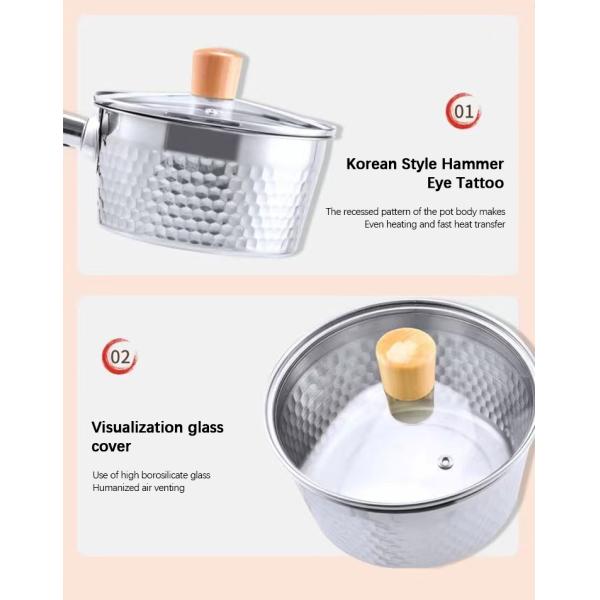 Cookware Flat Bottom Small Pot 18 / 8 Stainless Steel Sauce Pan With Glass Lid