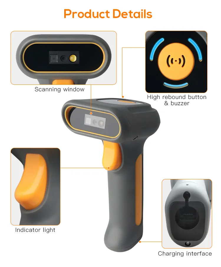 Barcode Scanner Laser Barcode Reader 1d 2D Qr Handheld Bar Code Portable Scanner
