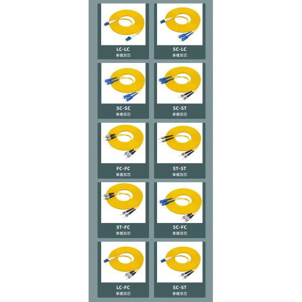 Fiber Optic Patch Cord LC SC FC ST Duplex SM G.652D G.657A1 2.0mm 3.0mm With LSZH PVC Jacket