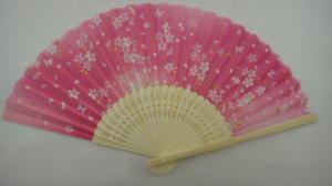 Quality plain color silk or custom design silk hand fan with natural bamboo frame for sale