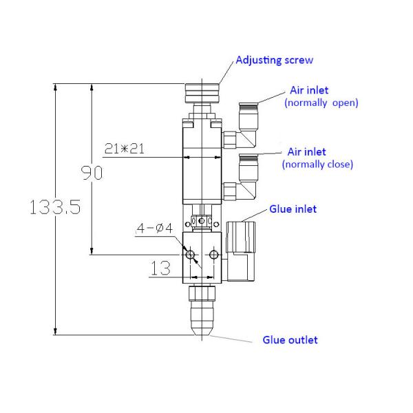 Blue Durable Fluid Dispensing Valves Glue Potting Machine Spare Parts