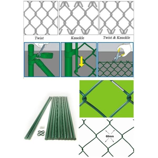 Galvanized Wire Mesh Vinyl Wrapped Chain Link Fence Diamond Hole Cyclone