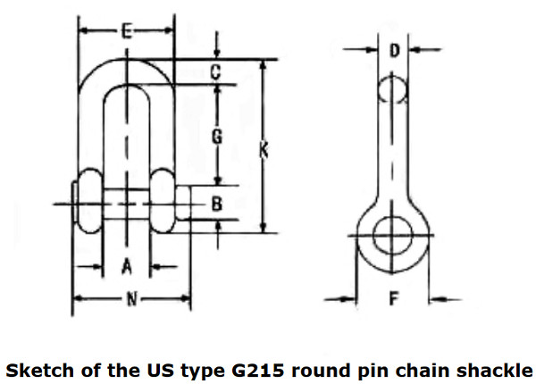 G215 Round Pin Chain Anchor Shackle Galvanized US Type