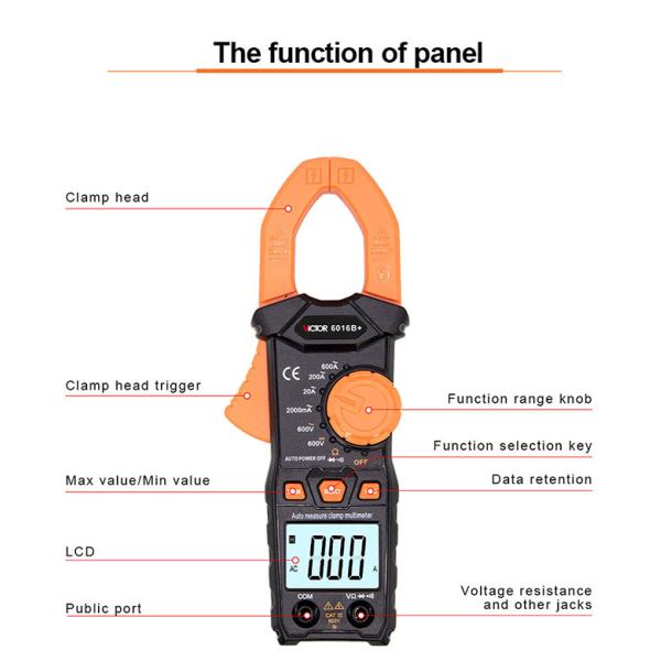 Portable Digital Clamp Multimeter LCD Display DC AC Clamp Meter