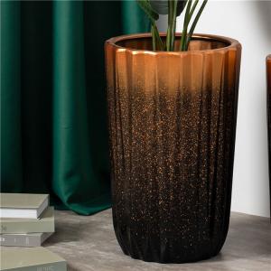 China Custom Design Tall Floor Plant Pots Indoor Outdoor Decoration Black Ceramic Flower Pot For Home Garden on sale