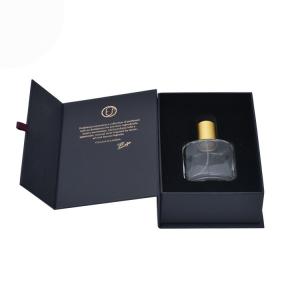 China Magnetic Paper Perfum Packaging Box , Black Cosmetic Gift Box Custom Printing on sale