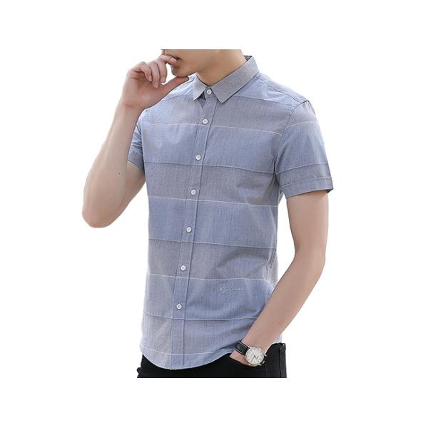 Thin Slim Fit Casual Work Uniform For Men Square collar Bottom Left Embroidered
