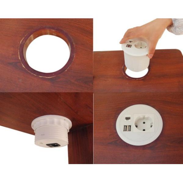 Ground Wire Round Power Socket Aluminum White Color Easy Installation