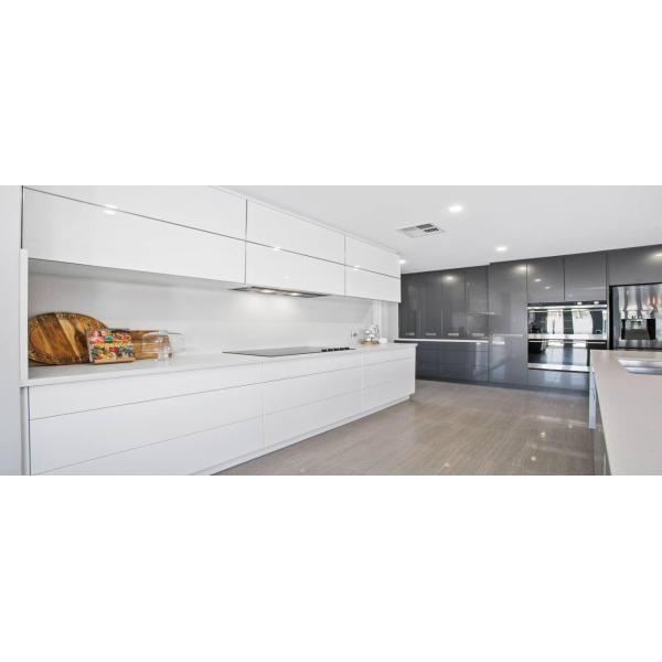 Customized High End Kitchen Cabinets with Island Designs and Modern Glossy Veneer Color