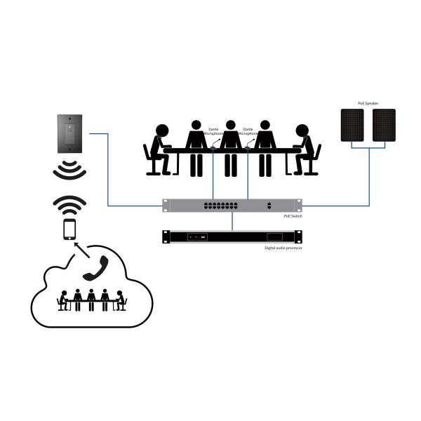 Two-Way Bluetooth Wall Plate 2CH Stereo Network Audio Interface With PoE Power Supply
