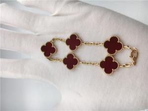 China Customized Vintage 18k Rose Gold Bracelet Van Cleef Arpels With Red Carnelian on sale