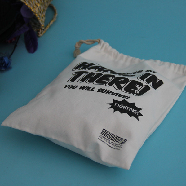 Black Printing Logo 30x45cm Canvas Drawstring Bags