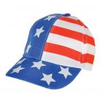 Long Brim Mens Fashion Baseball Caps , USA Flag Pattern Patch Flat Logo Mens