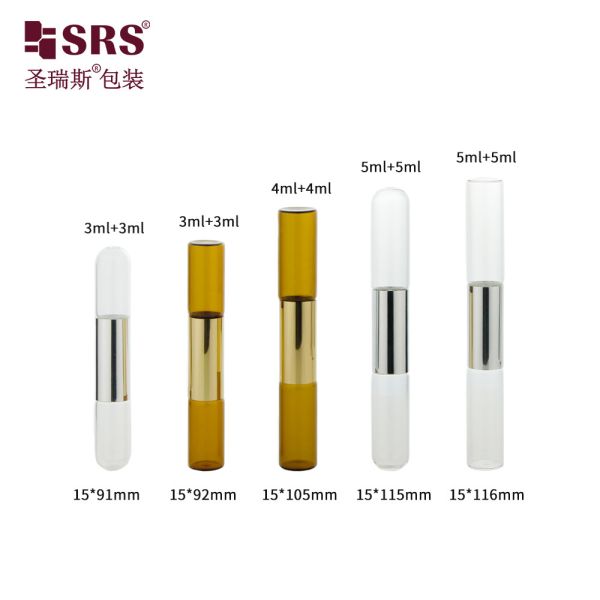 SGB2-5ml+5ml Transparent Cute Empty Perfume Essential Oil Roller Steel Ball Bottle Applicator