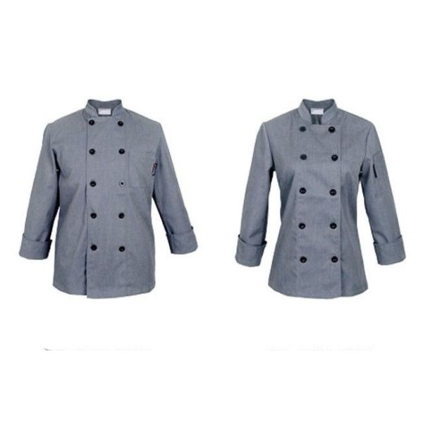 Gray Personalized Custom Work Shirts , Slim Fit Double Breasted Chief Cook Uniform