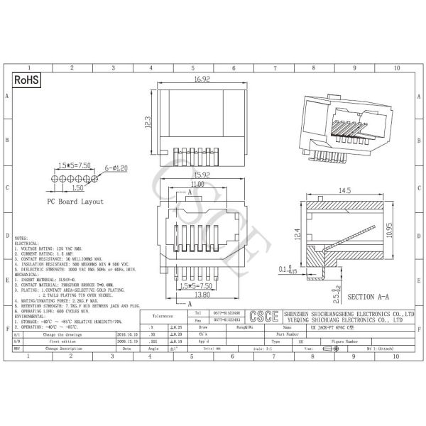 UK PT 6P6C RJ11 Keystone Jack / Type C White Plastic Housing RJ11 Connecter