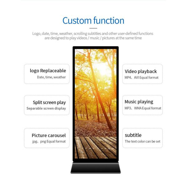 Edgeless 4K Floor Standing Digital Signage Kiosk For Advertisement