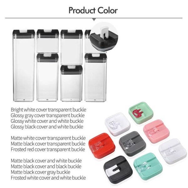 Airtight 7 Pieces Plastic Cereal Containers With Easy Lock Lids Transparent