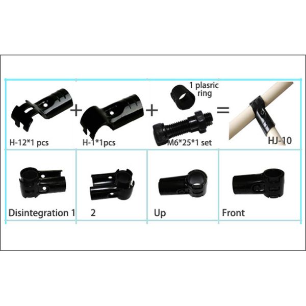Lean Pipe Joint Black Metal Pipe Connectors for Flexible Storage Pipe Rack System