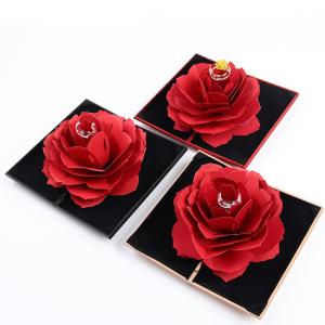 Quality OEM Black Safflower Jewelry Packaging Case Rose Flower Gift Box For Jewellry for sale