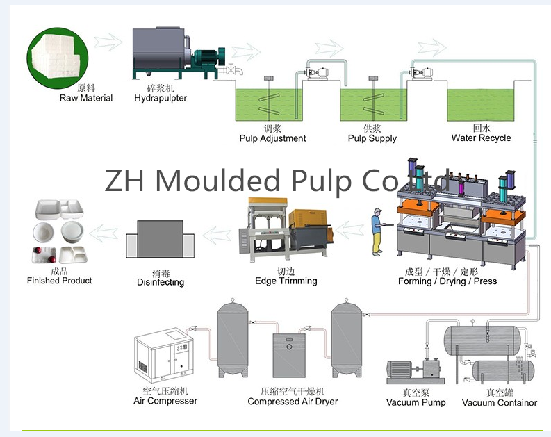 Fiber Moulding Pulp Food Container Thermoforming Machine 2000pcs/day
