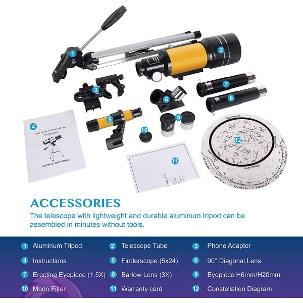 30070 Blue Astronomical Refractor Telescope With Tripod Finder Scope