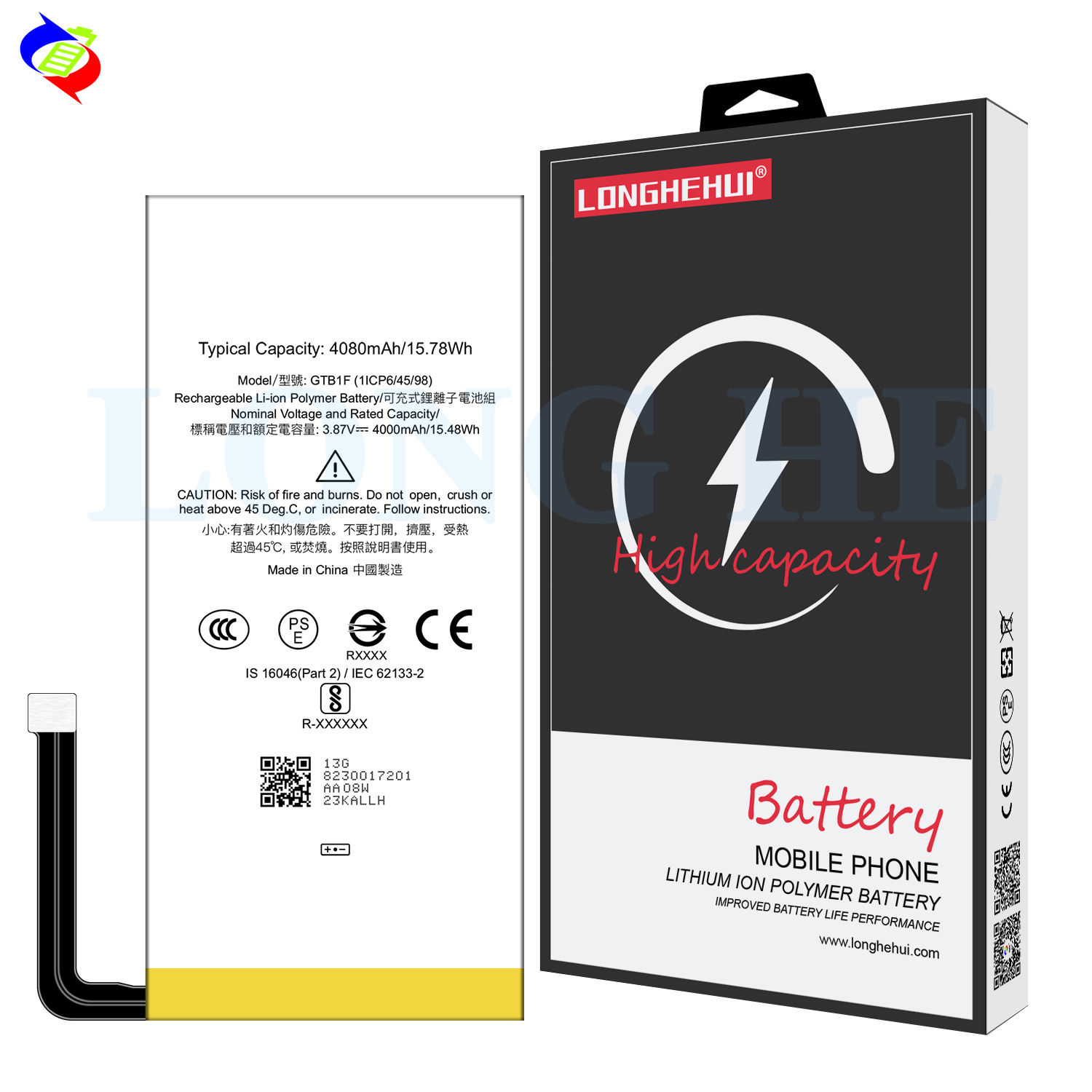 Mobile Phone Rechargeable Li-ion Polymer Battery GTB1F for Google Pixel 5 4080mAh 3.87V