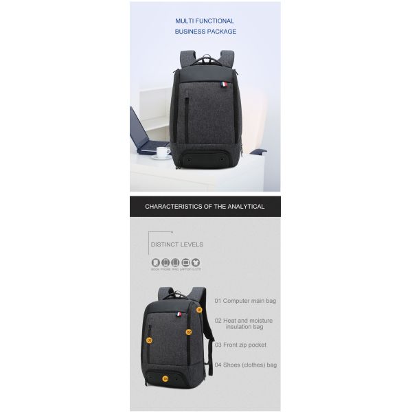 20 Litre Antitheft Laptop Backpack With Shoe Compartment 45cm*28cm*16cm