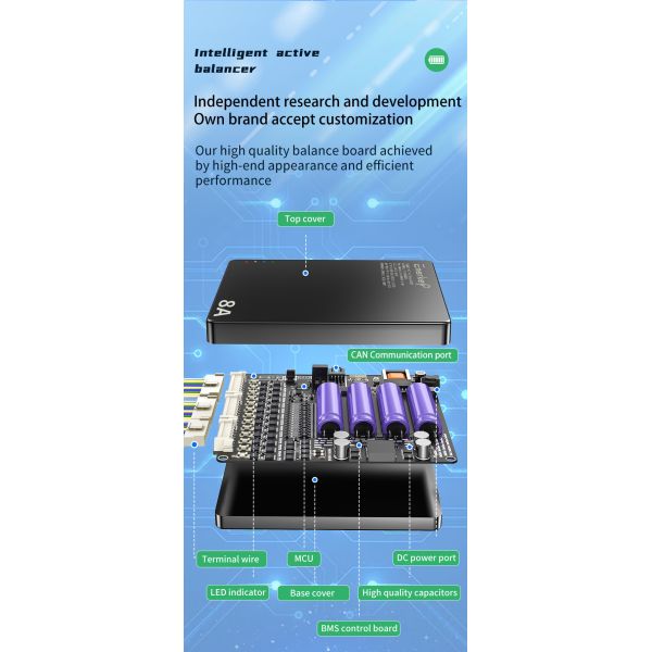 Enerkey BT Mobile App Smart Active Equalizer 8a Lifepo4 Active Cell Balancer For RV Energy Storage
