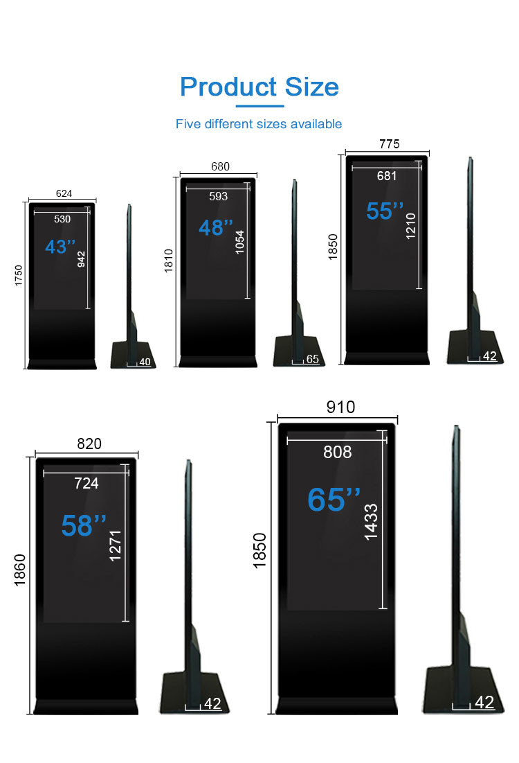 Intelligent Free Standing Advertising Display Android Platform Compatible