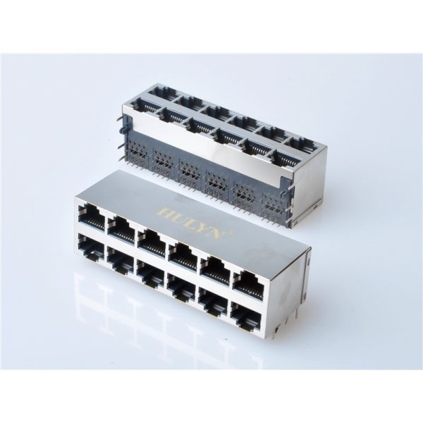 HULYN RJ45 jacks,Shielded RJ45 Modular Jack Connector, Through Hole Type, Side Entry, 2x6 Ports