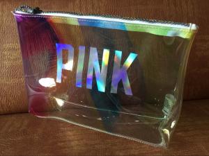 Quality Clear Laser Luxury PVC Cosmetic Bag Top Logo Printing With Shining Zipper for sale