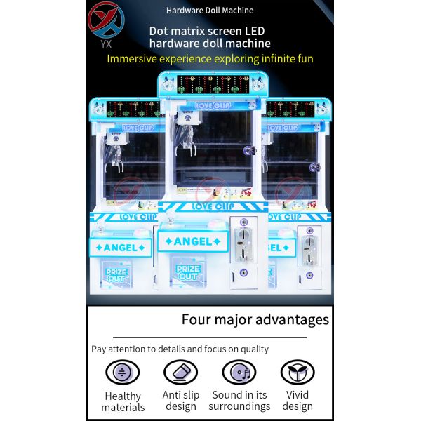 Blue Coin-Operated LED Desktop Hardware Claw Arcade Machine