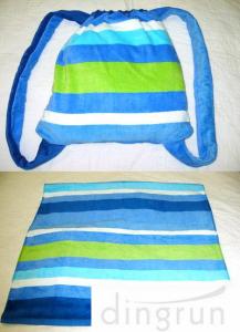 China Pool Bath Embroidered Beach Towels Tote 2 In 1 Resistant Striped Blue 70cm x 150cm on sale